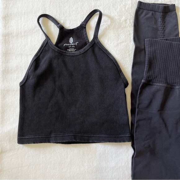 Free People Happiness Runs Crop Top And Good Karma High Rise Leggings Set - Picture 2 of 10